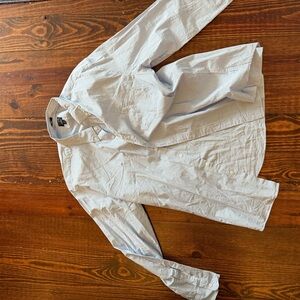 J. Crew White and Blue Casual Button Down Shirt